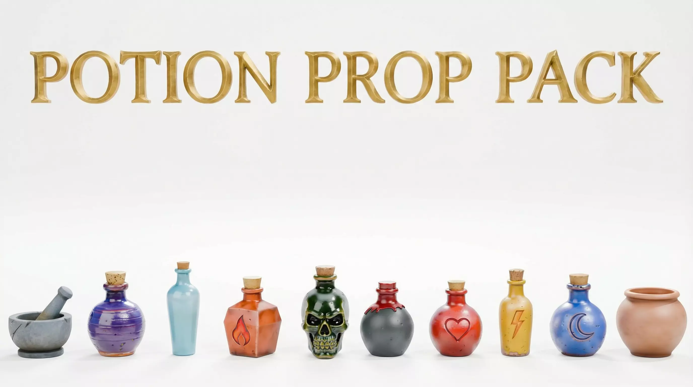 Potion Pack 10 game ready props Low-poly 3D model