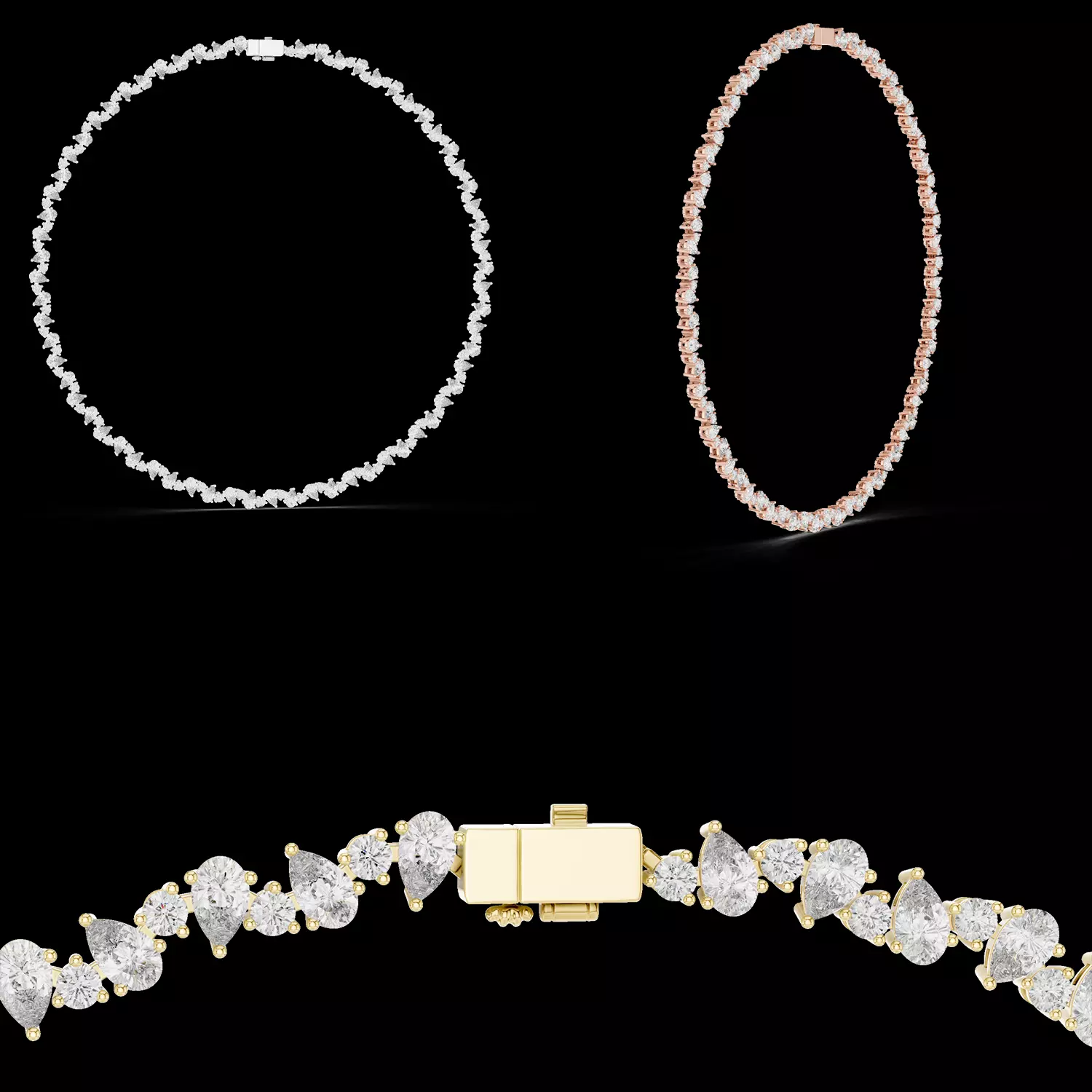 Pear Diamond Tennis Necklace 3DM STL Model 3D model 3D printable