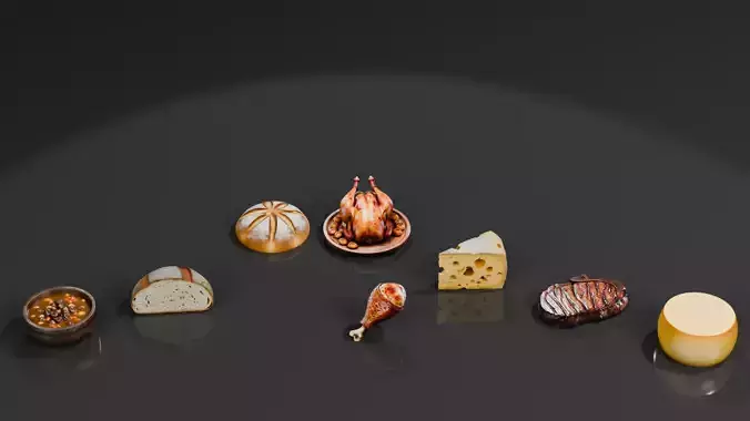 Fantasy Food 8 Props Pack  Low-poly 3D model 3