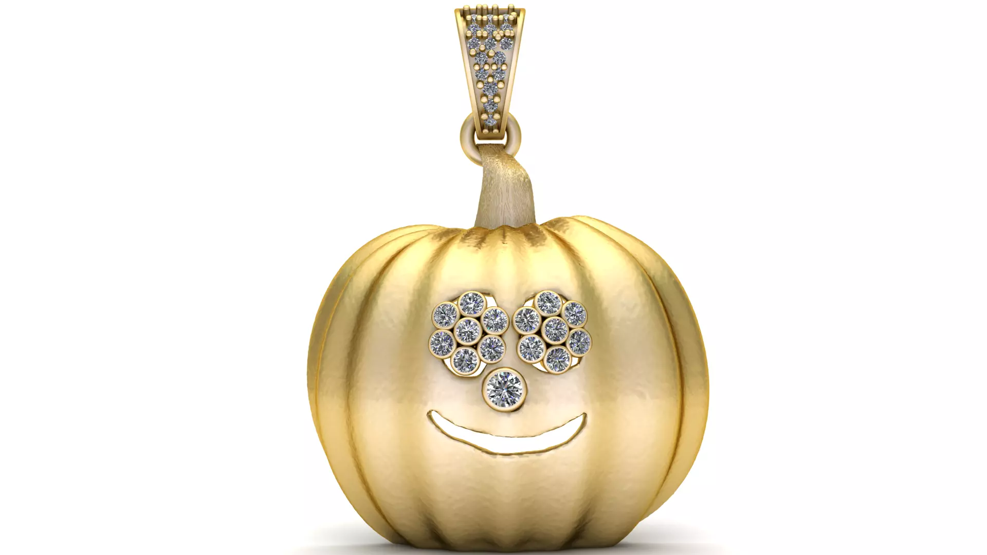 Gold Pumpkin Pendant with Diamond Smile 3D print model