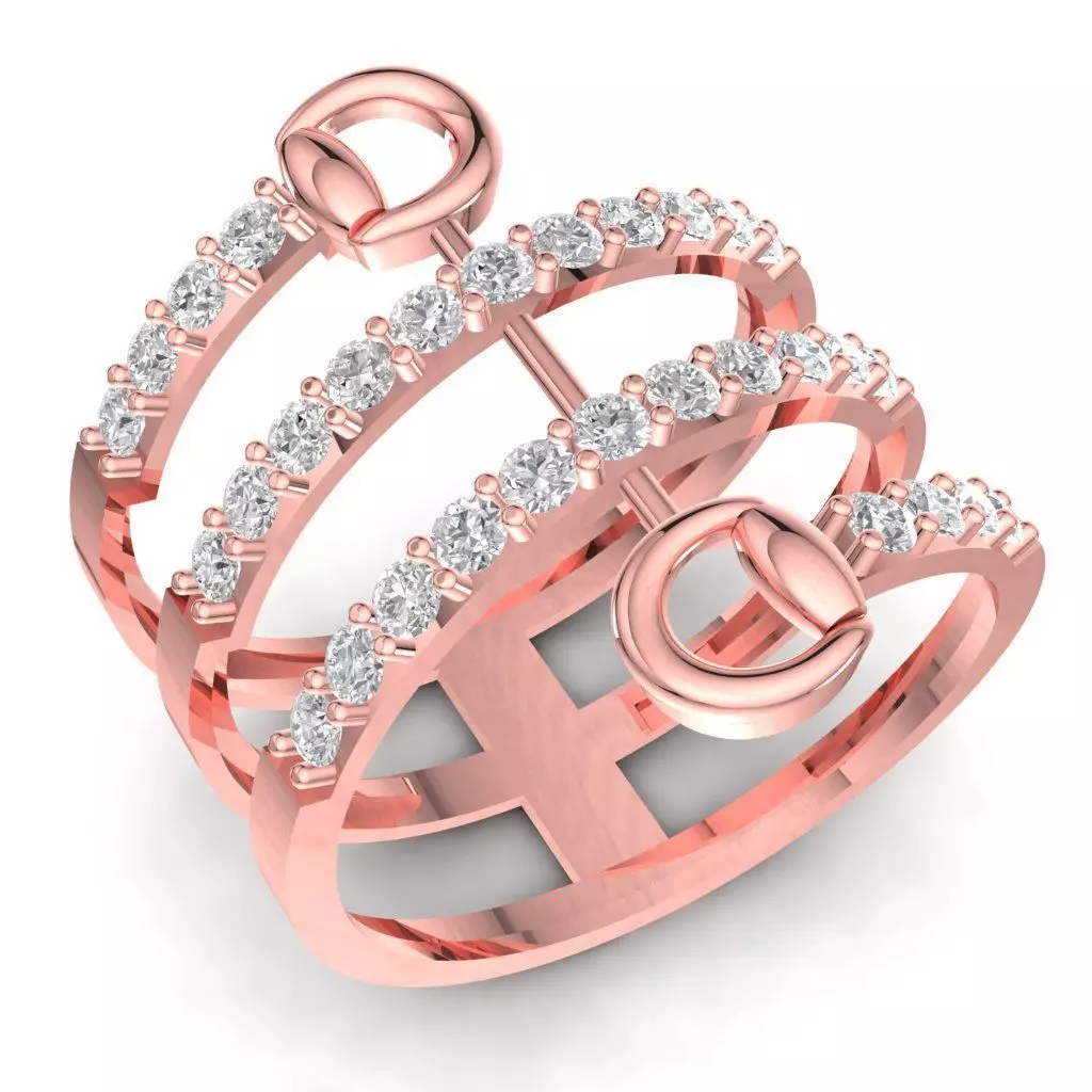 Fashion Twist Diamond Pave Ring 187a 3D print model