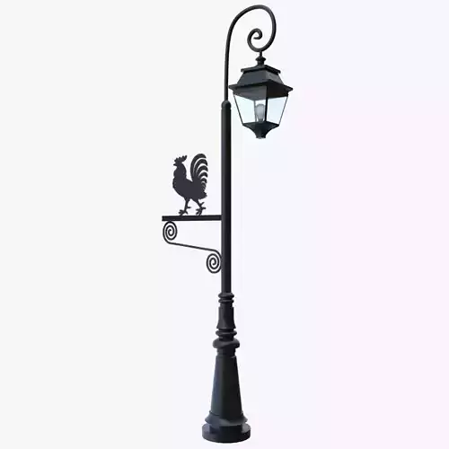 Black Low Poly Vintage Street Lamp Post PBR Game Ready 