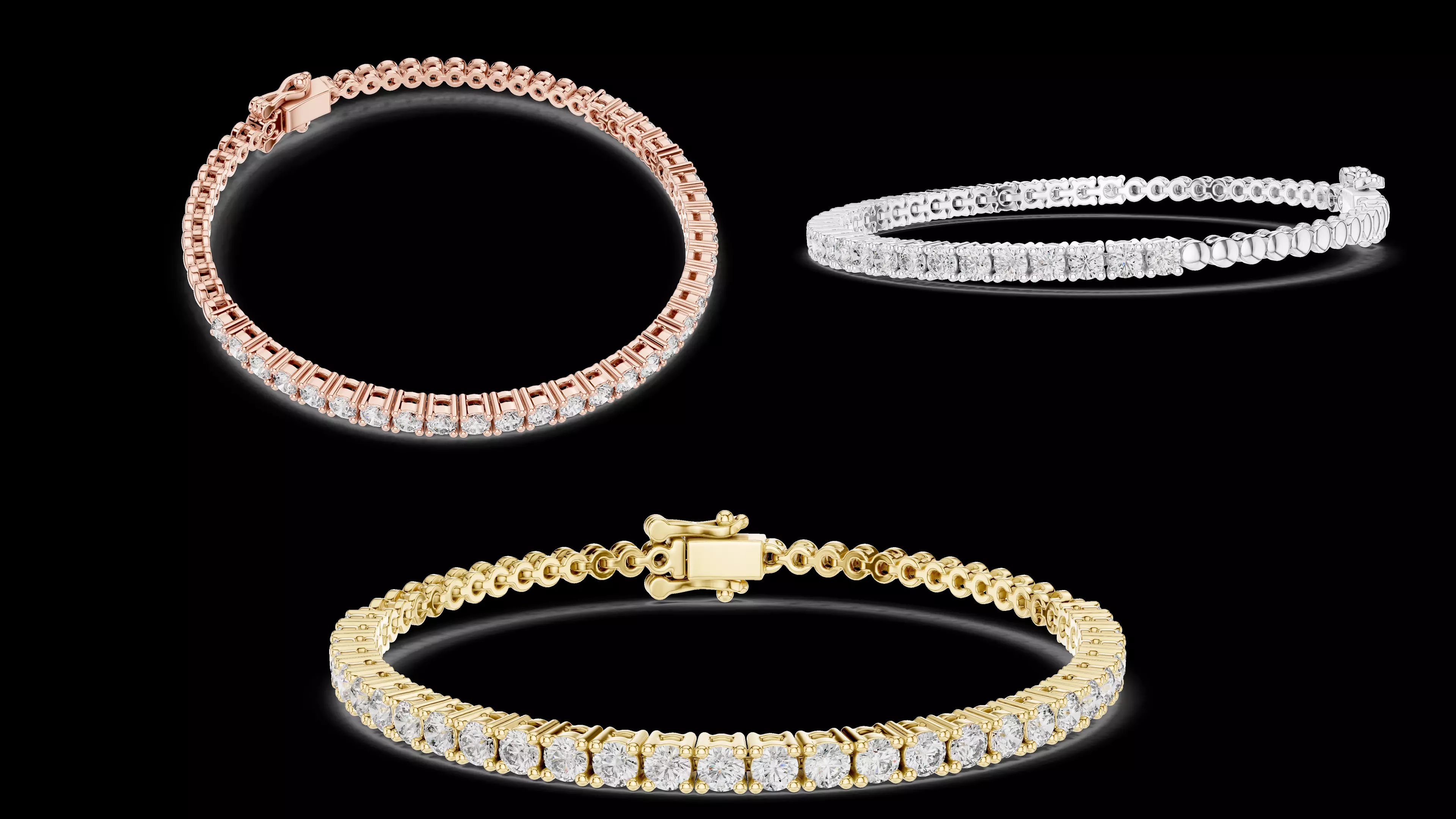 Slim Round Diamond Tennis Bracelet 3DM STL 3D print model