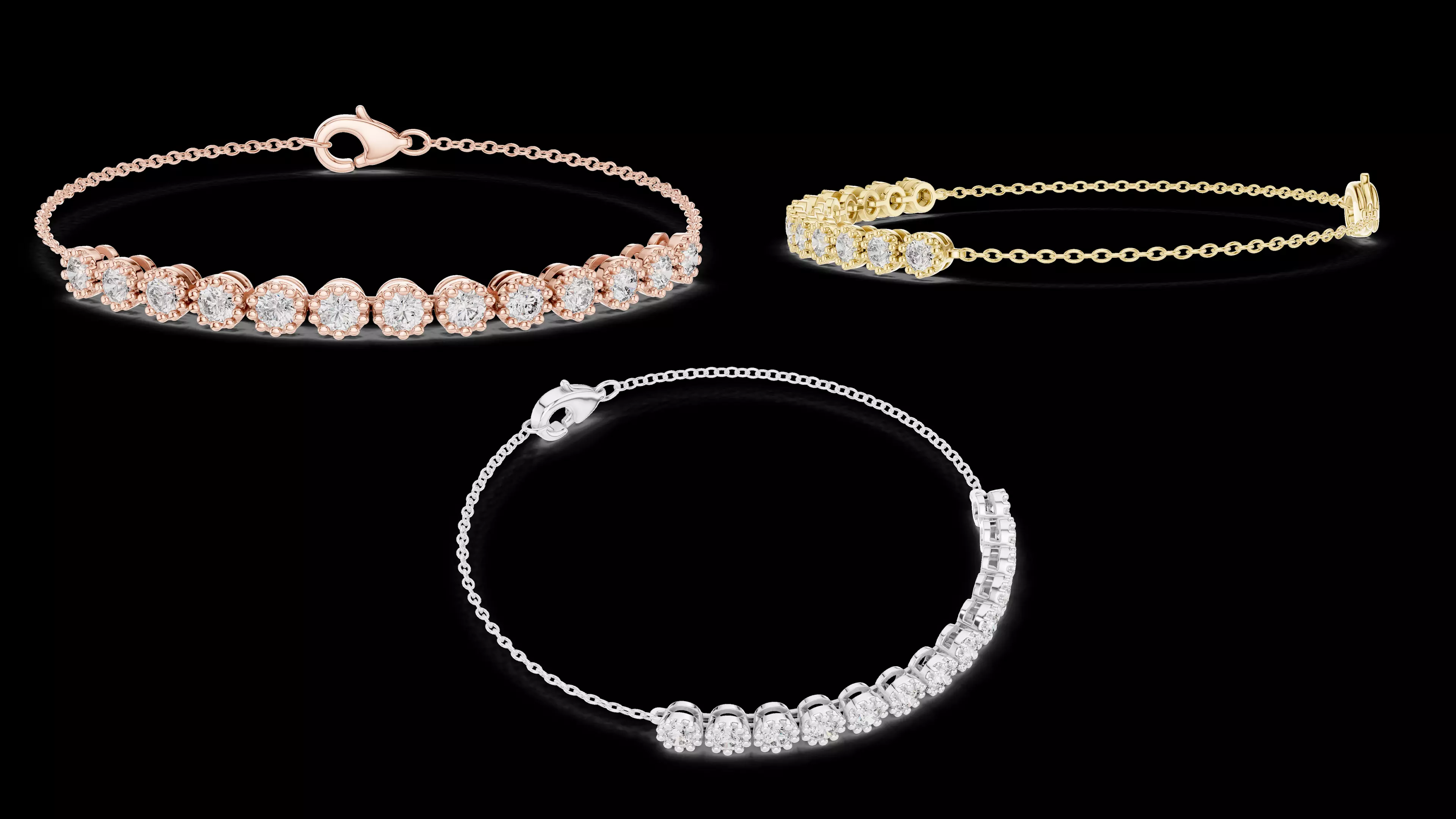 Diamond Chain Bracelet 3DM STL CAD Model 3D print model