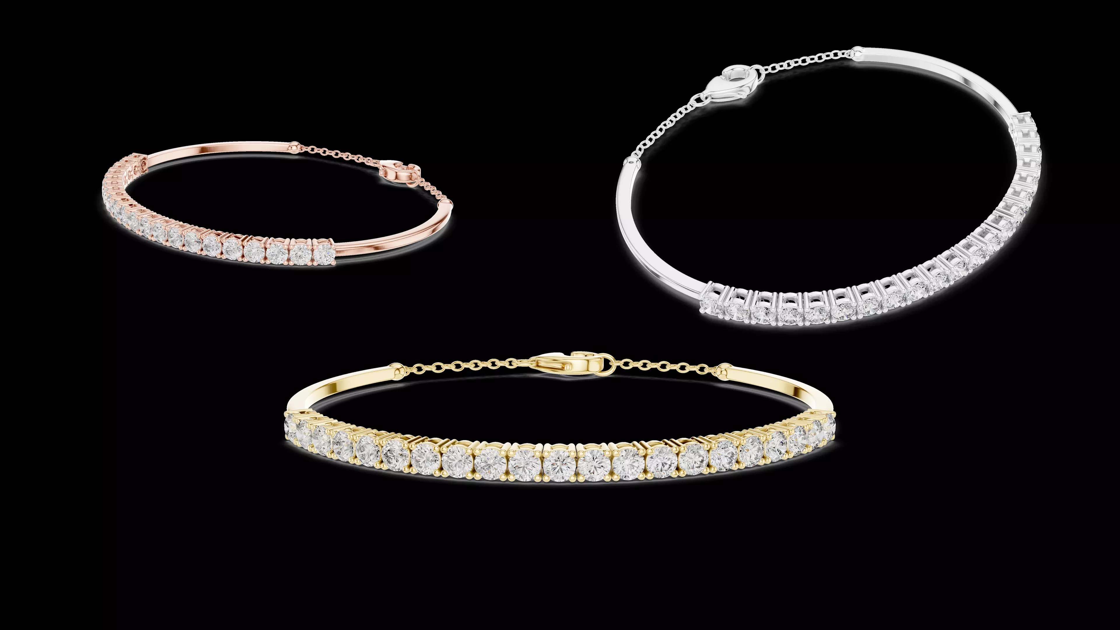 Half Tennis Diamond Bracelet 3DM STL CAD 3D print model