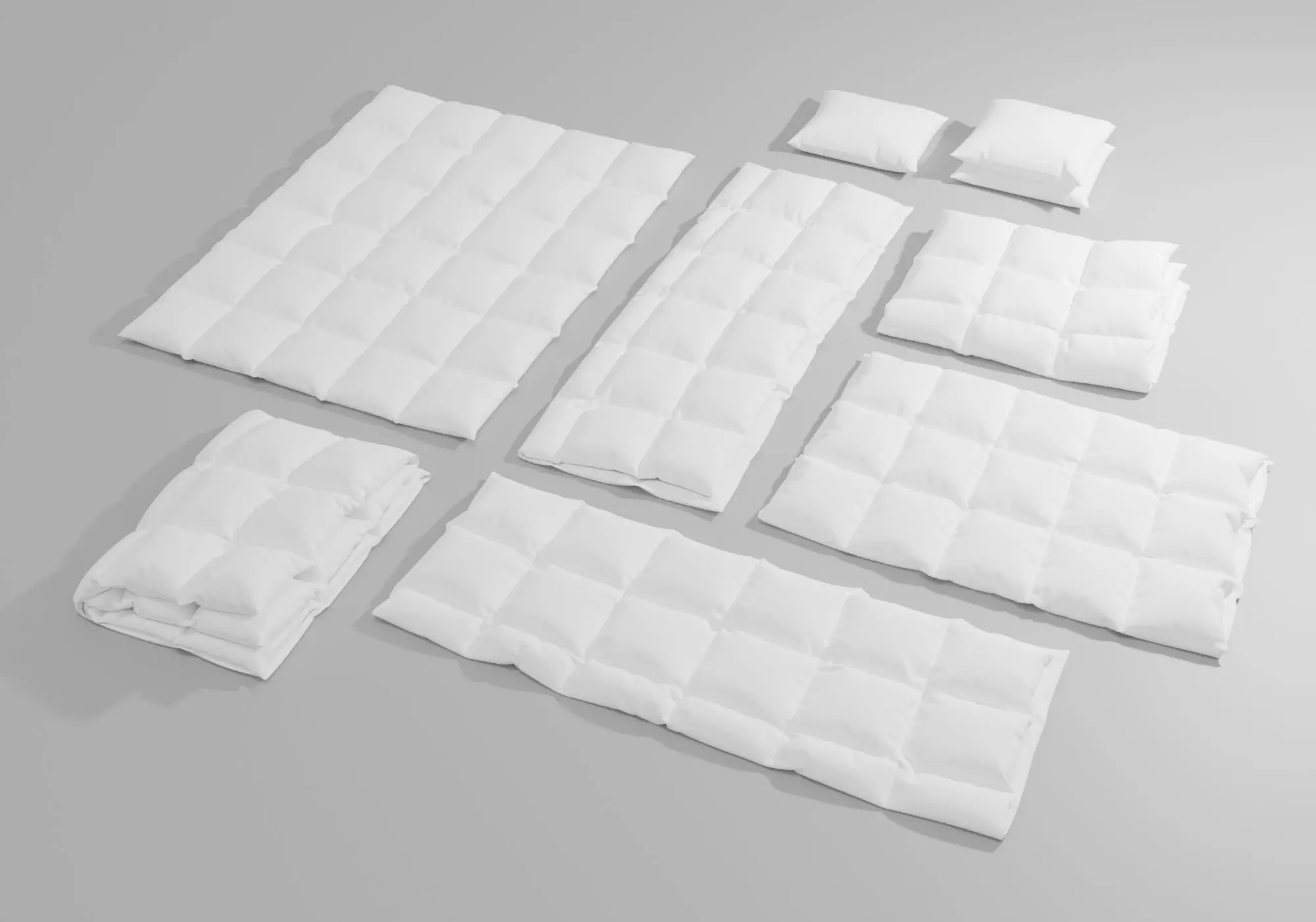 down duvets and pillows Low-poly 3D model