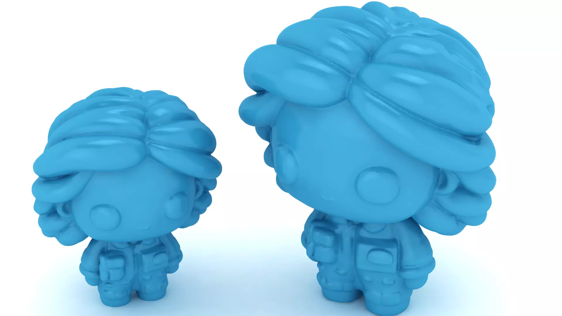 Cute Blue Character with Wavy Hair 3D print model