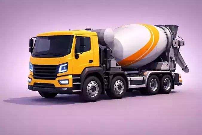 Low Poly Cement Mixer Truck Vehicle