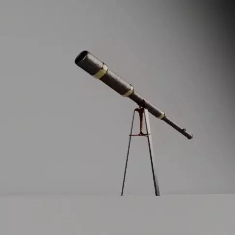 Vintage Telescope on Tripod Low-poly 3D model