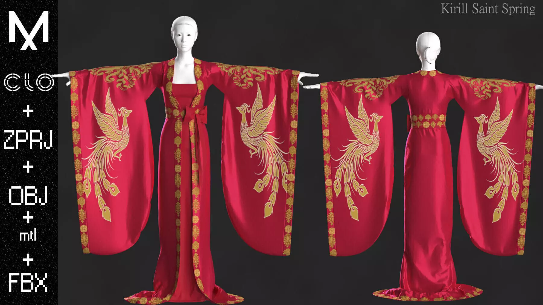 Chinese Folk Outfit Marvelous designer Clo3d OBJ mtl FBX ZPRJ 3D model