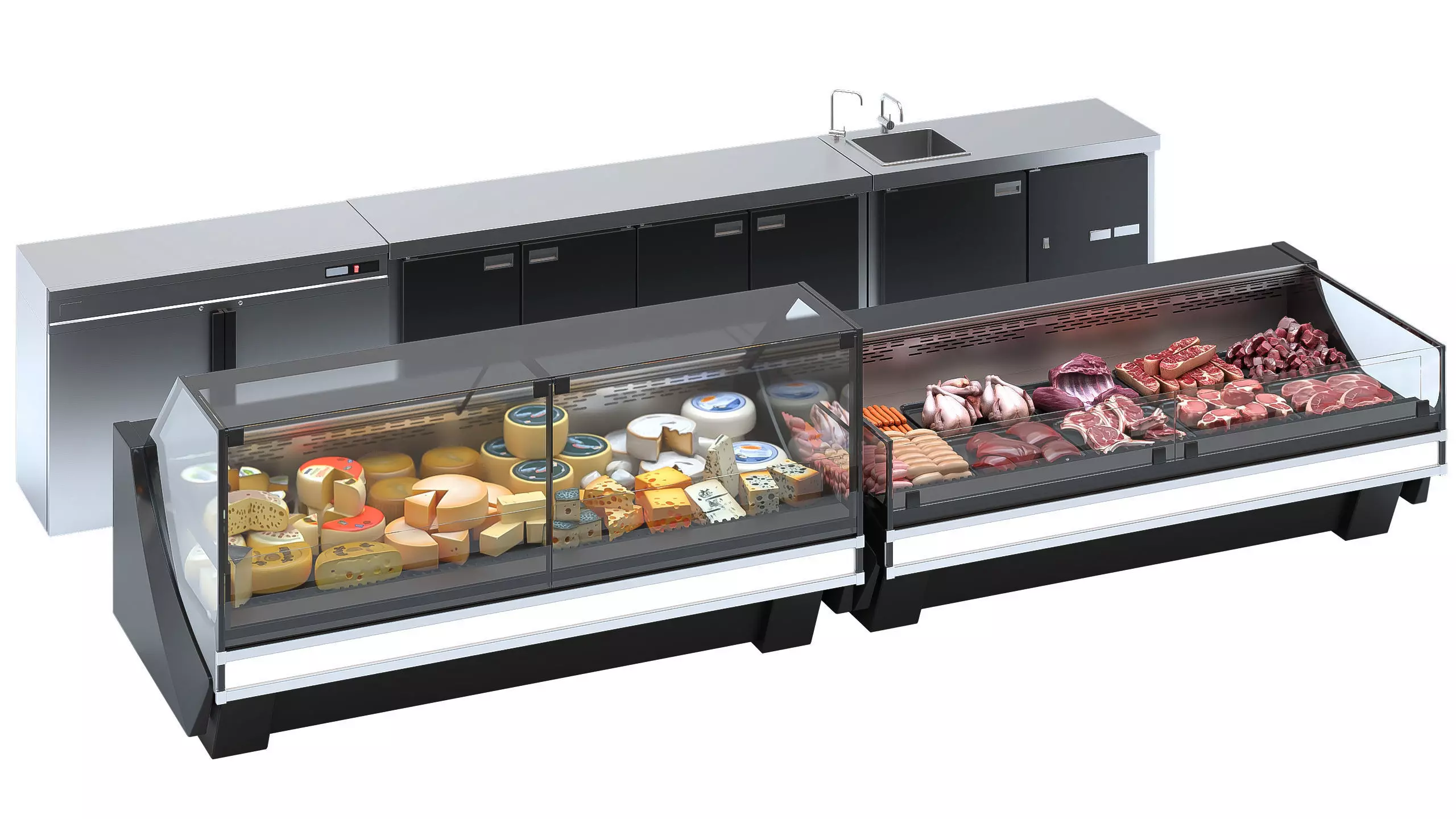 Set of Store Display Cases Low-poly 3D model