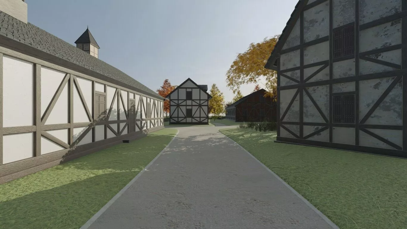 Autumn Village Aerial View 3D model