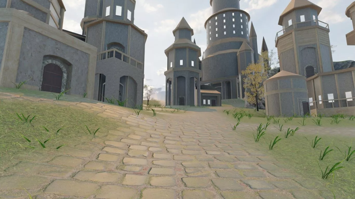 Fantasy Cliffside Village 3D model