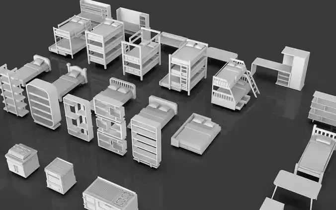 Low Poly Furniture Pack - 9 - 55 Props  Low-poly 3D model 4