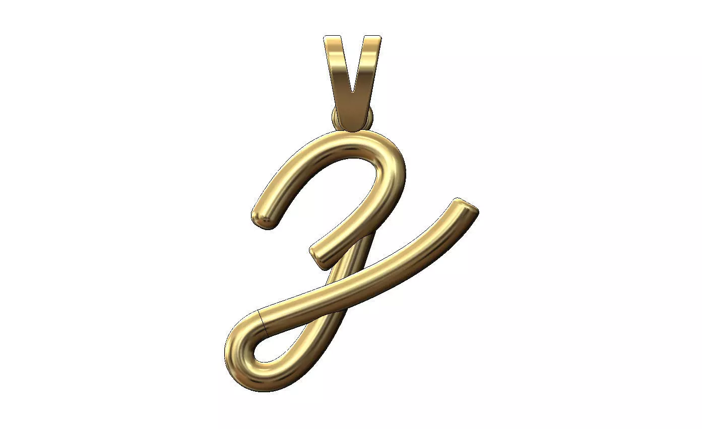 Z letter initial 3d lowercase wire pendant charm bail 3D print model