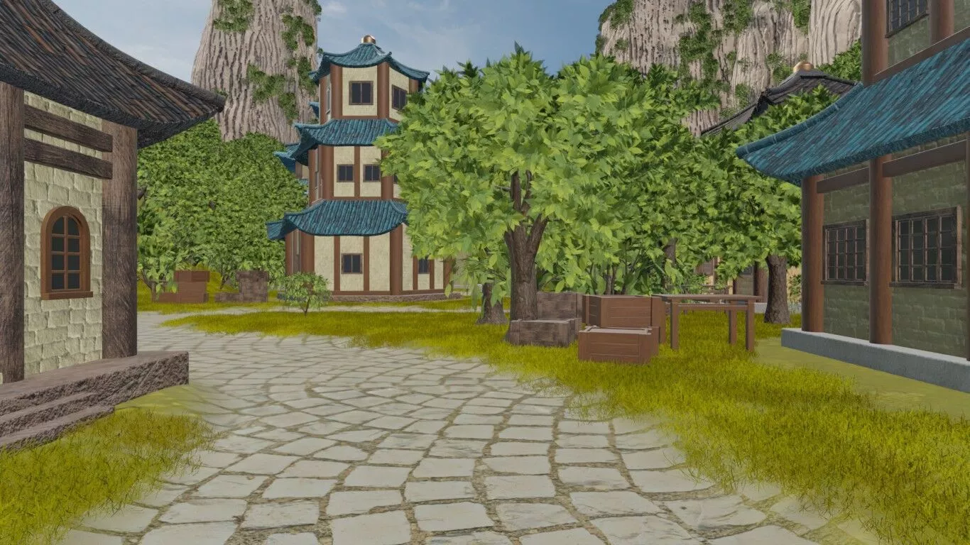 Mountain Village Scene 3D model
