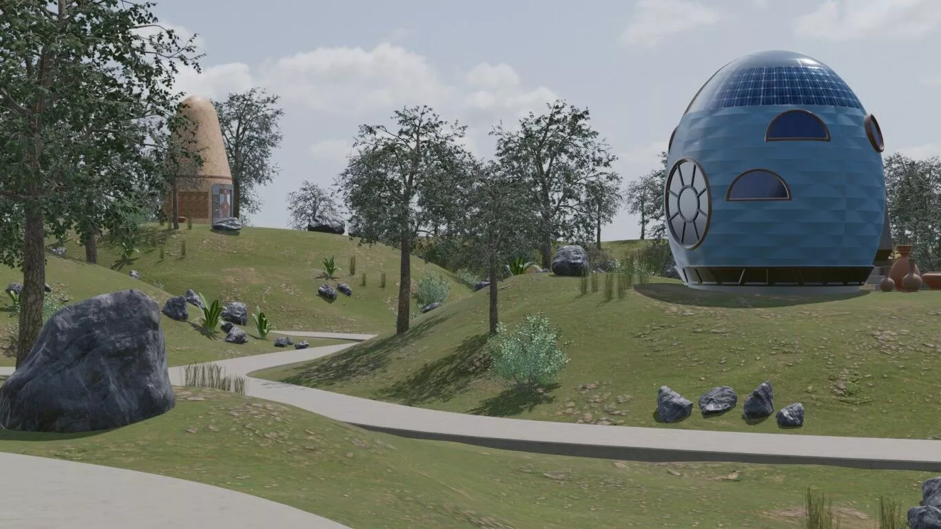 Idyllic Village Landscape 3D model