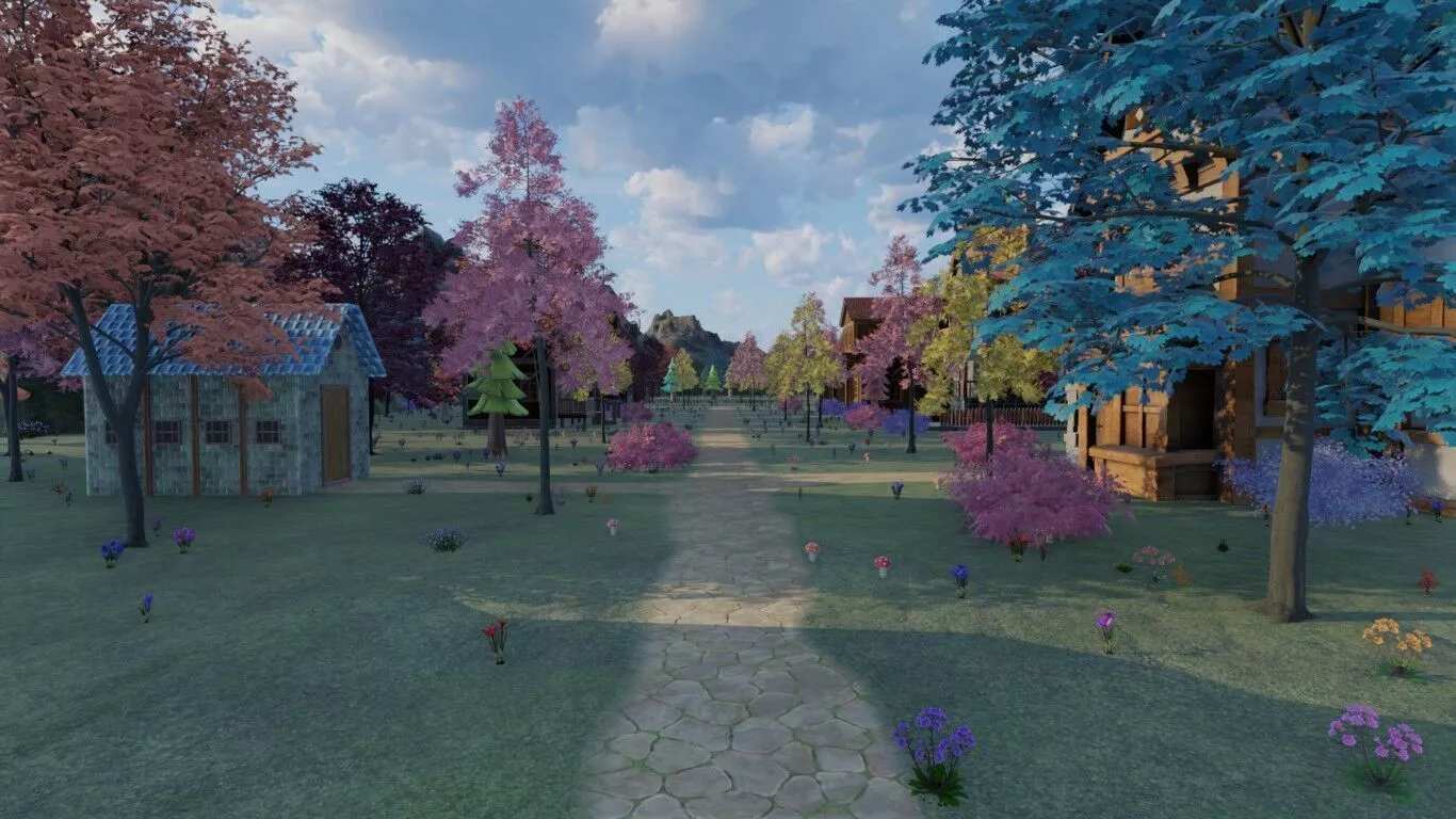 Charming Village In Bloom 3D model