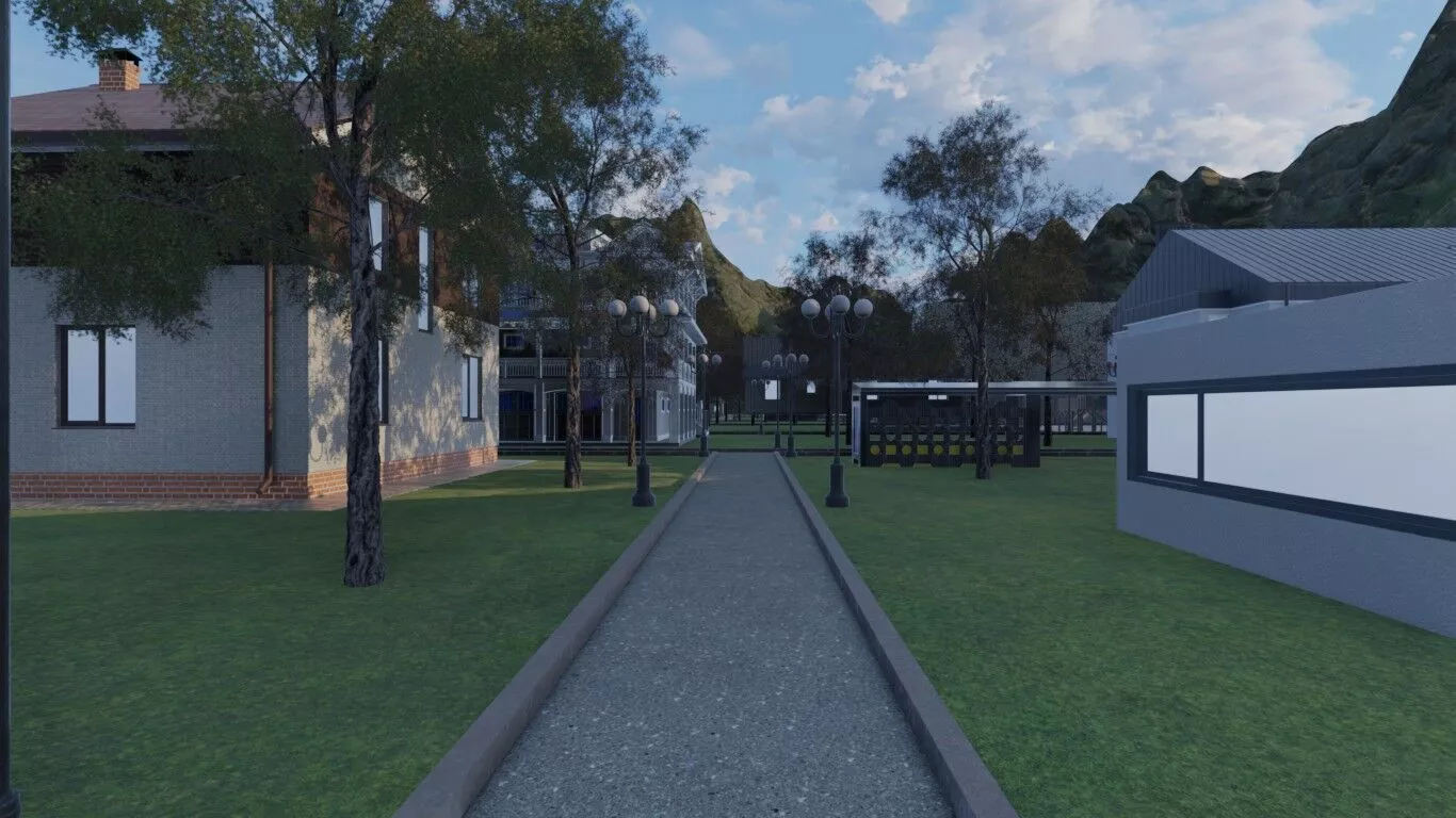 Modern Suburban Neighborhood 3D model