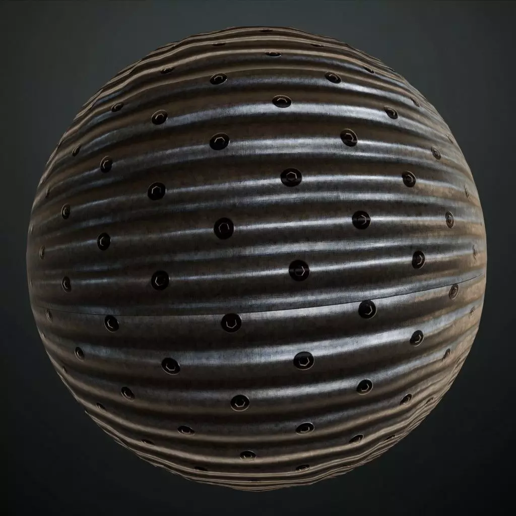 Galvanized Metal Corrugated PBR Seamless Texture