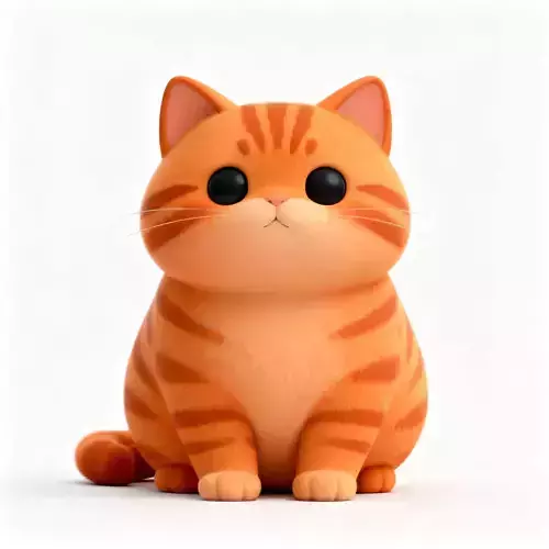Chibi Ginger Tabby Cat 3D Model 3D Model