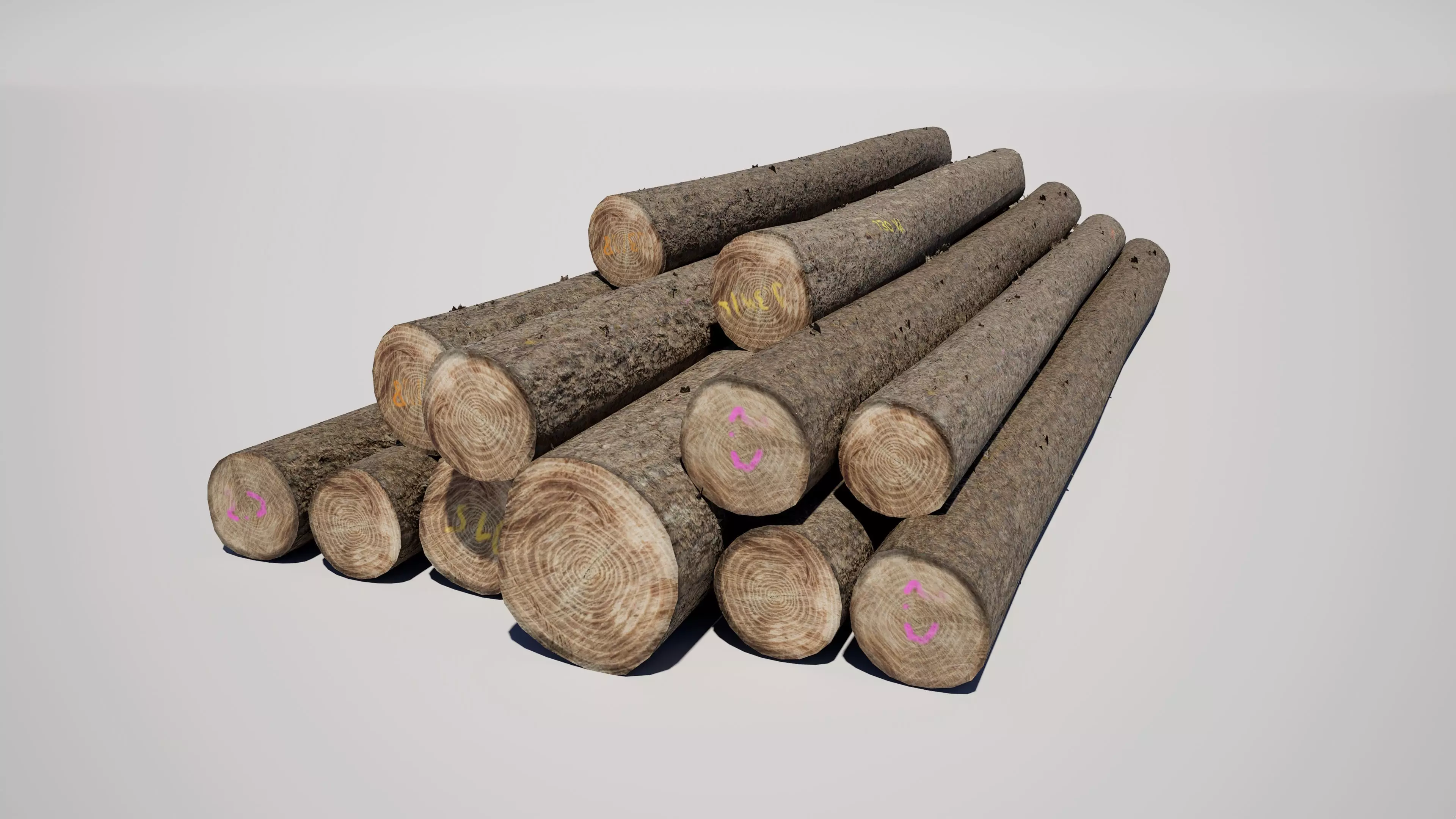 Log Pile Low-poly 3D model