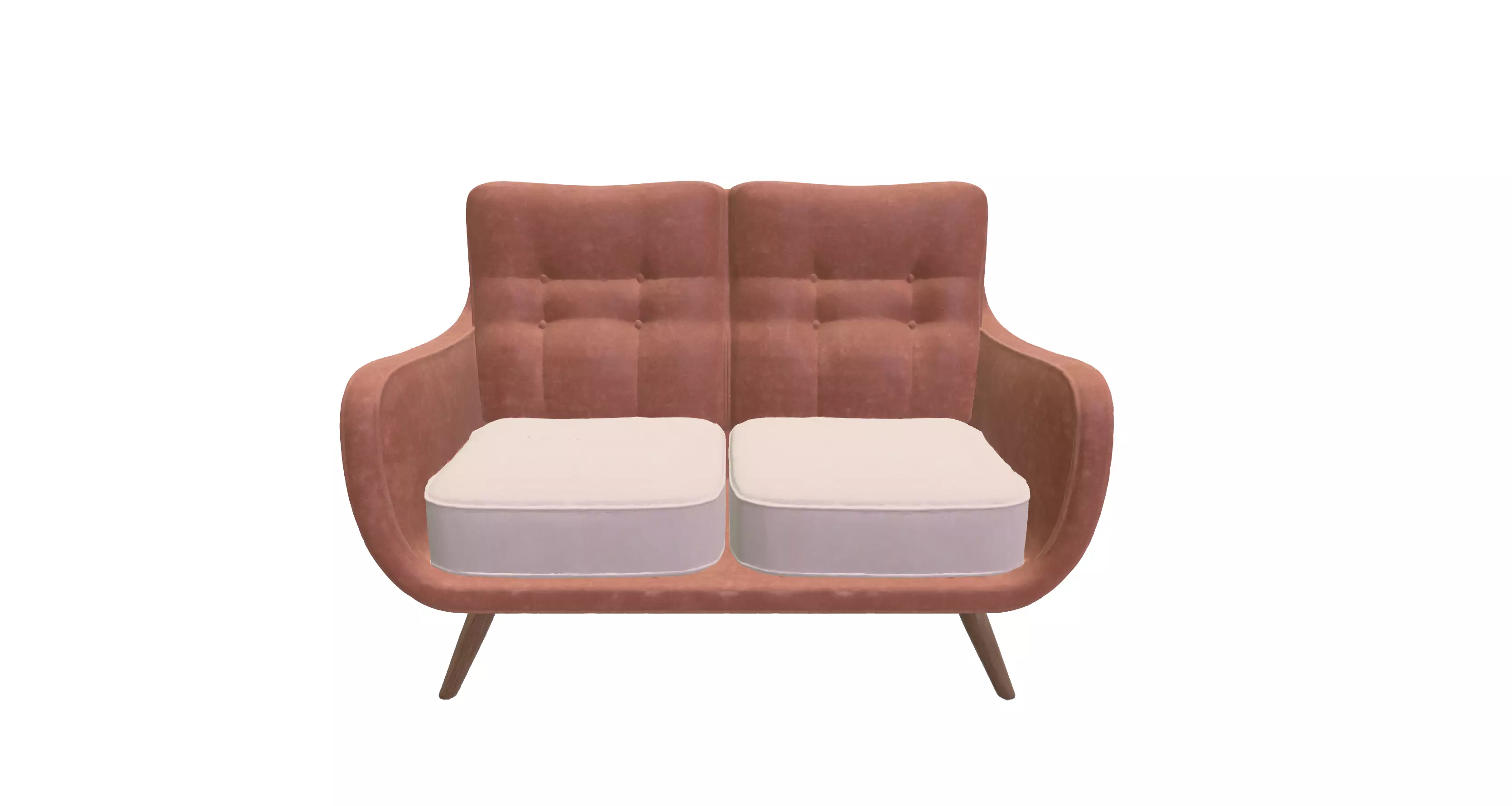 Mid-Century Modern Two-Seater Upholstered Sofa 3D model