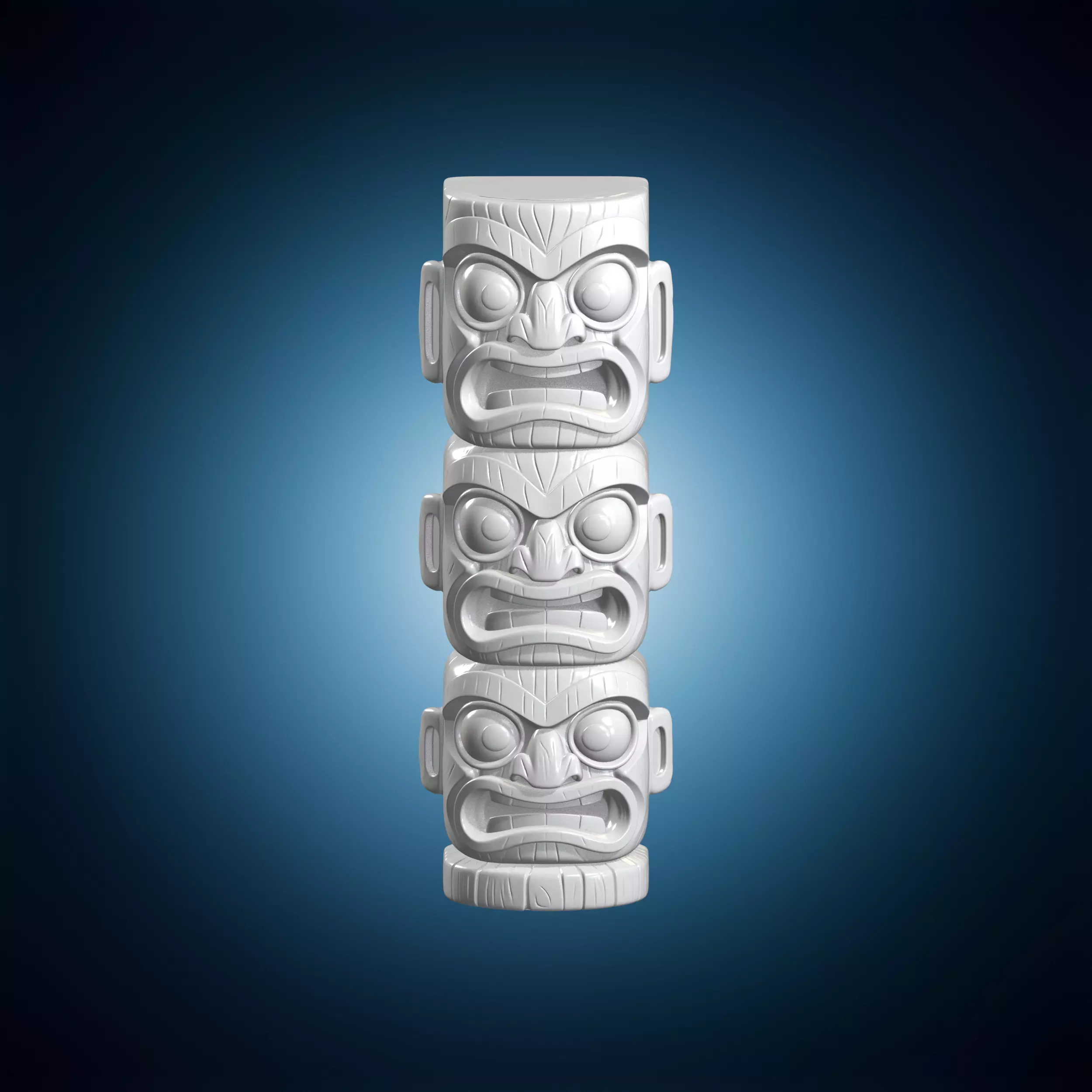 Cursed Tiki Totem Three Stacked Heads 3D print model