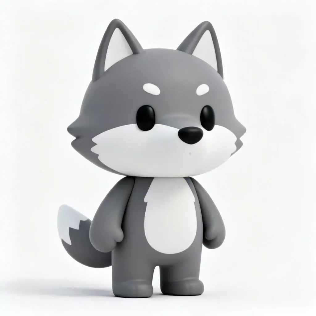 Chibi Grey Wolf 3D Model 3D Model Low-poly 3D model