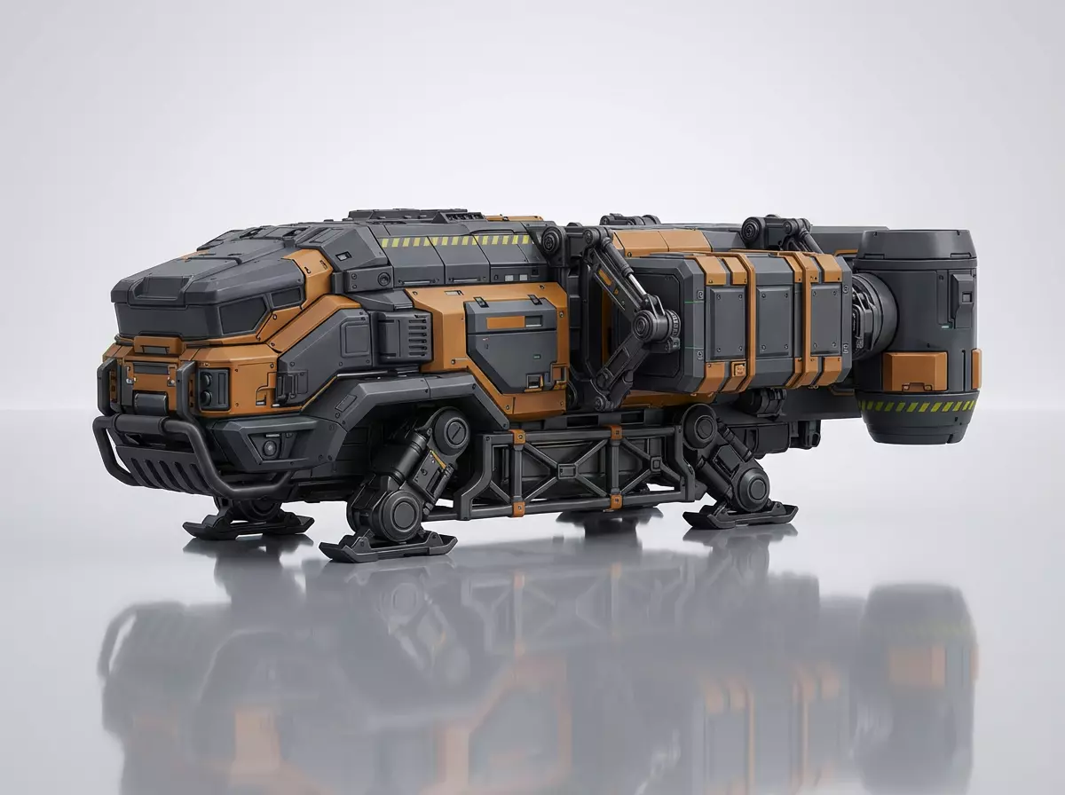 Sci-Fi Cargo Hover Truck High Poly with Interior 3D model