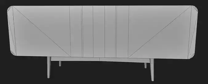 Mid-Century Modern Sideboard Credenza TV Unit - Wood Cabinet 3D model 6