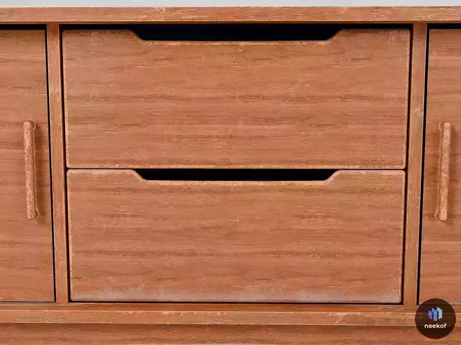 Mid-Century Modern Sideboard Credenza TV Unit - Wood Cabinet 3D model 4