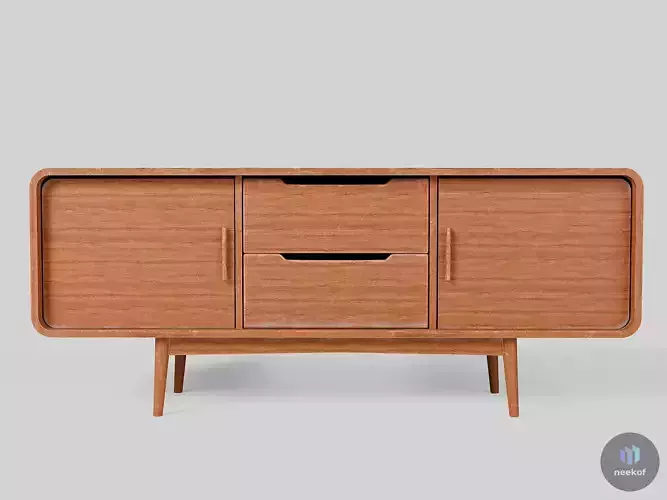Mid-Century Modern Sideboard Credenza TV Unit - Wood Cabinet 3D model