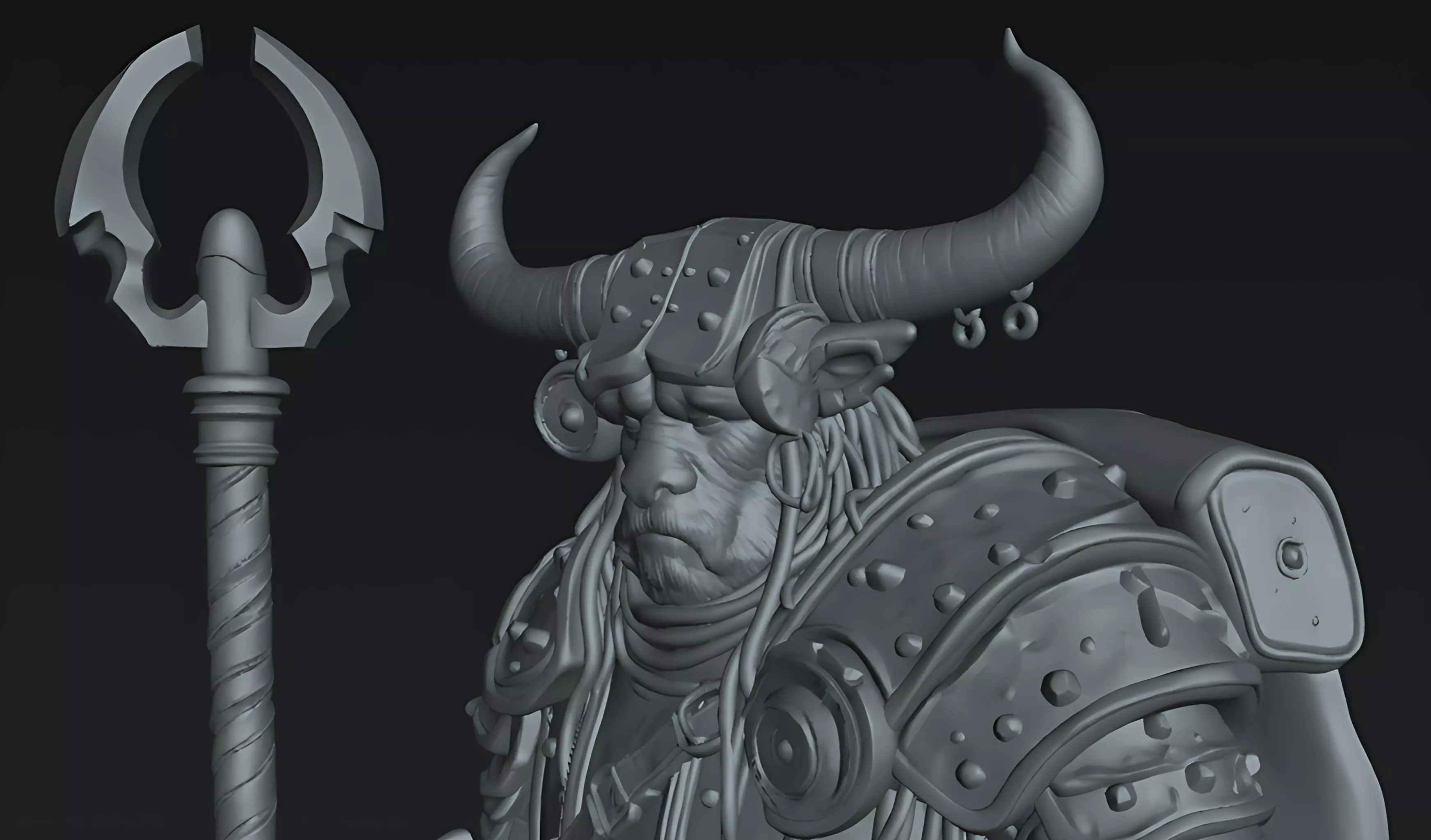 Bull-Human Warrior STL DnD Tabletop Miniature 3D Print 3D print model