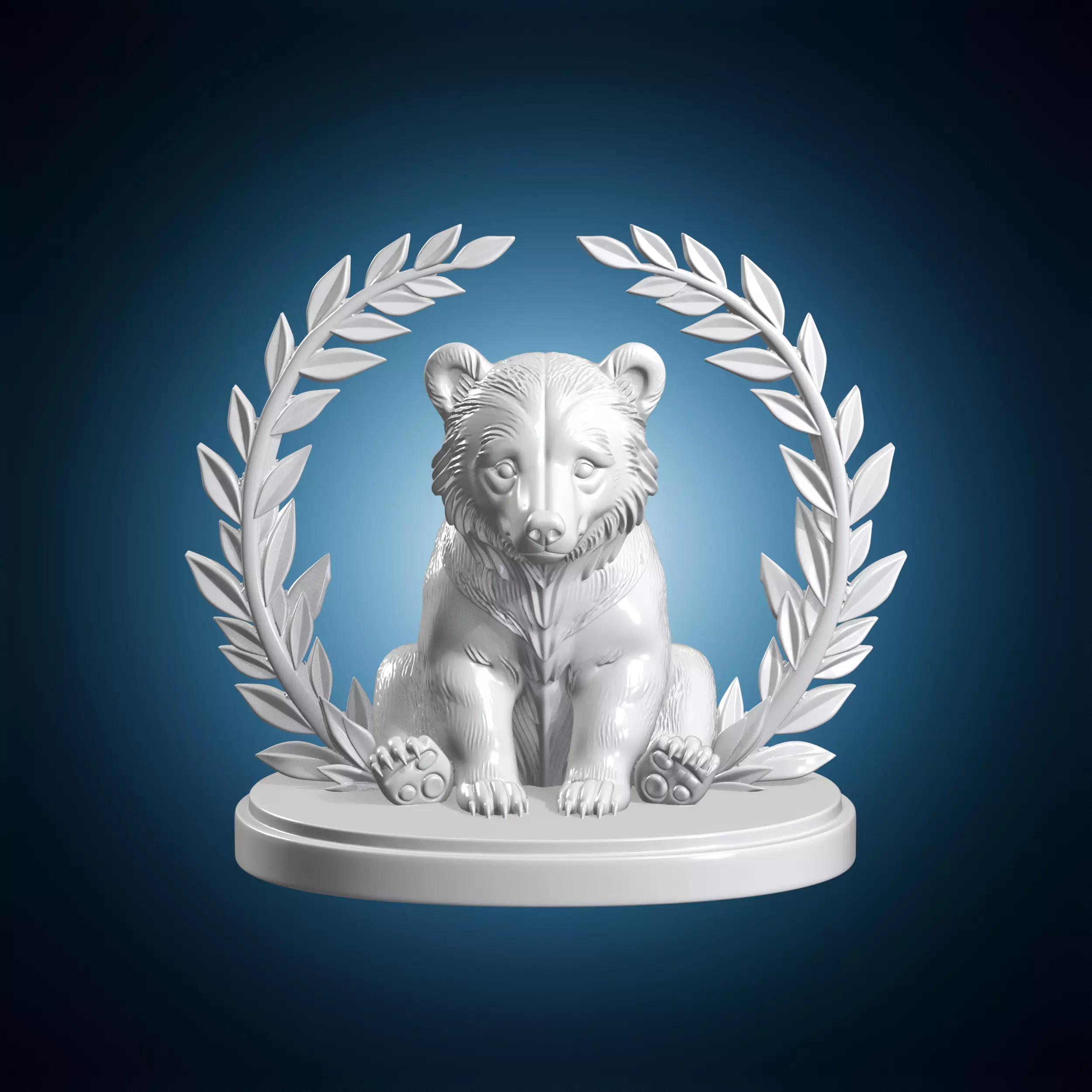 Bear Cub Trophy Animal Sculpture 3D print model