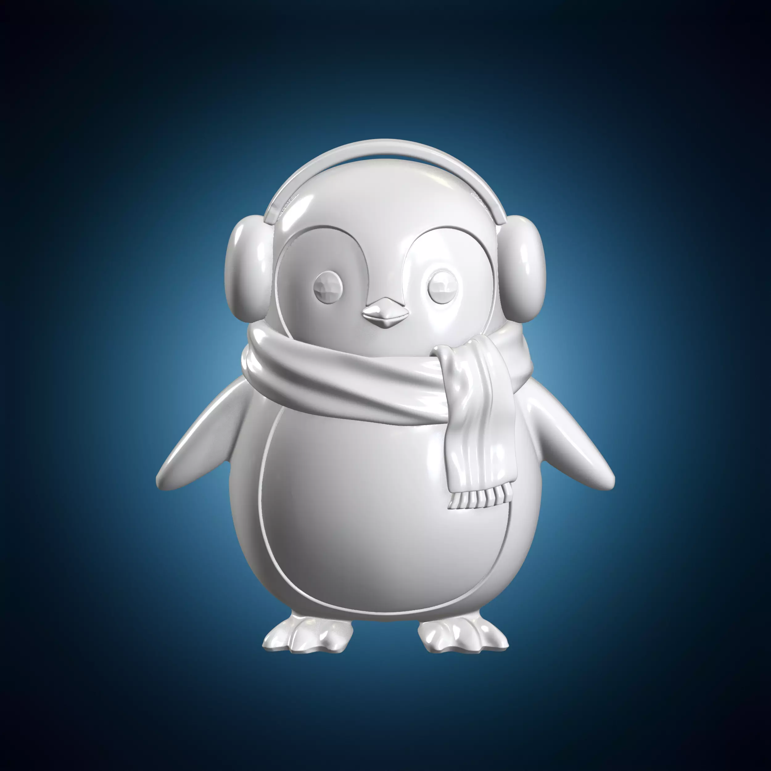 Penguin With Earmuffs And Scarf Winter Animal Character 3D print model