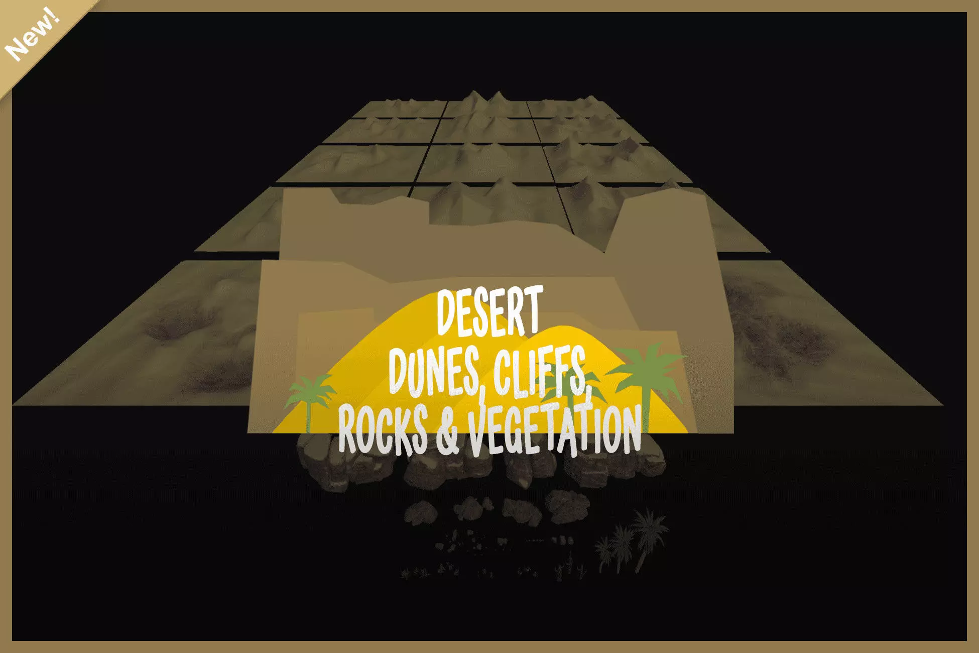 desert dunes-cliffs-rocks and vegetation 3D model