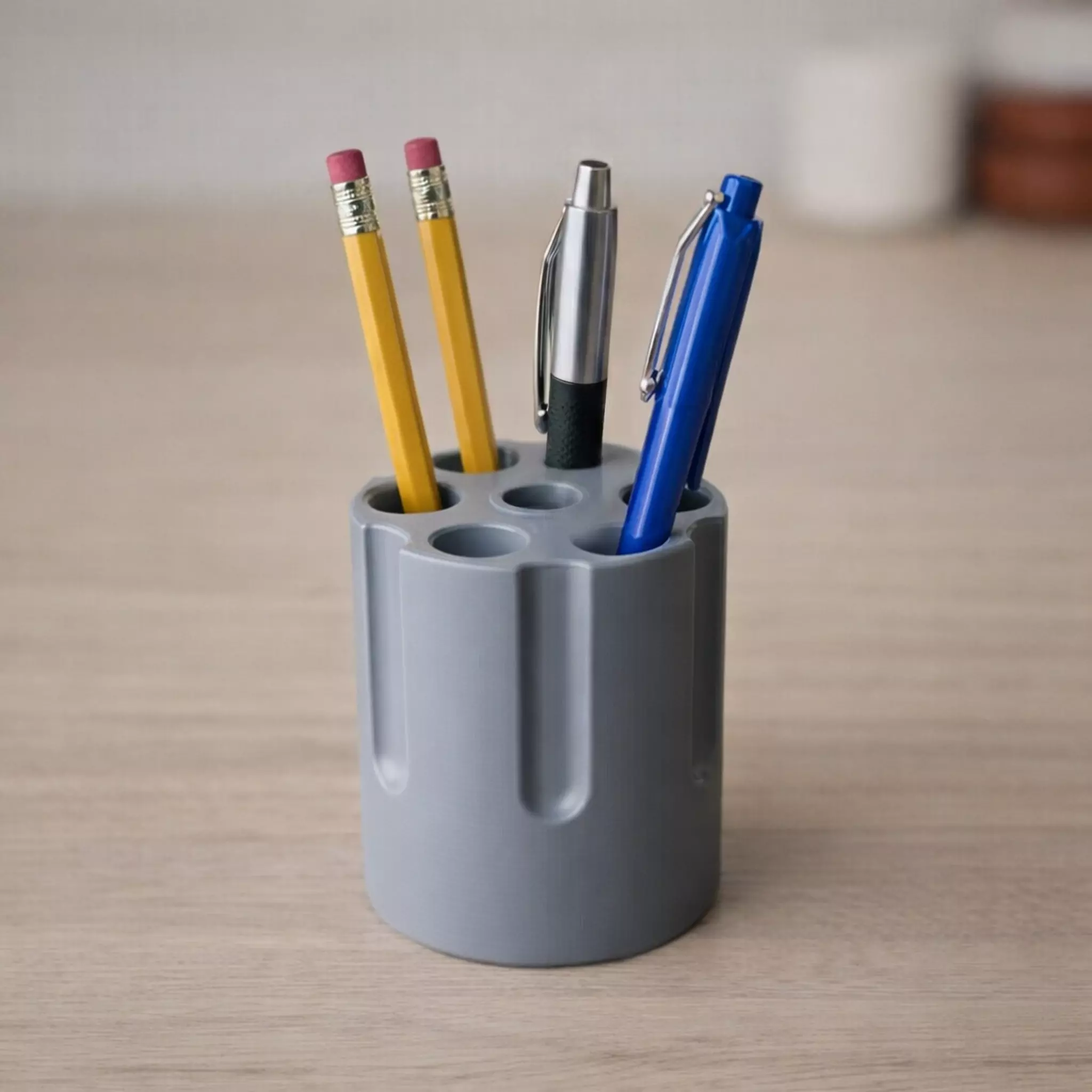 Revolver Cylinder Pen Holder 3D Printable Desk Organizer STL 3D print model