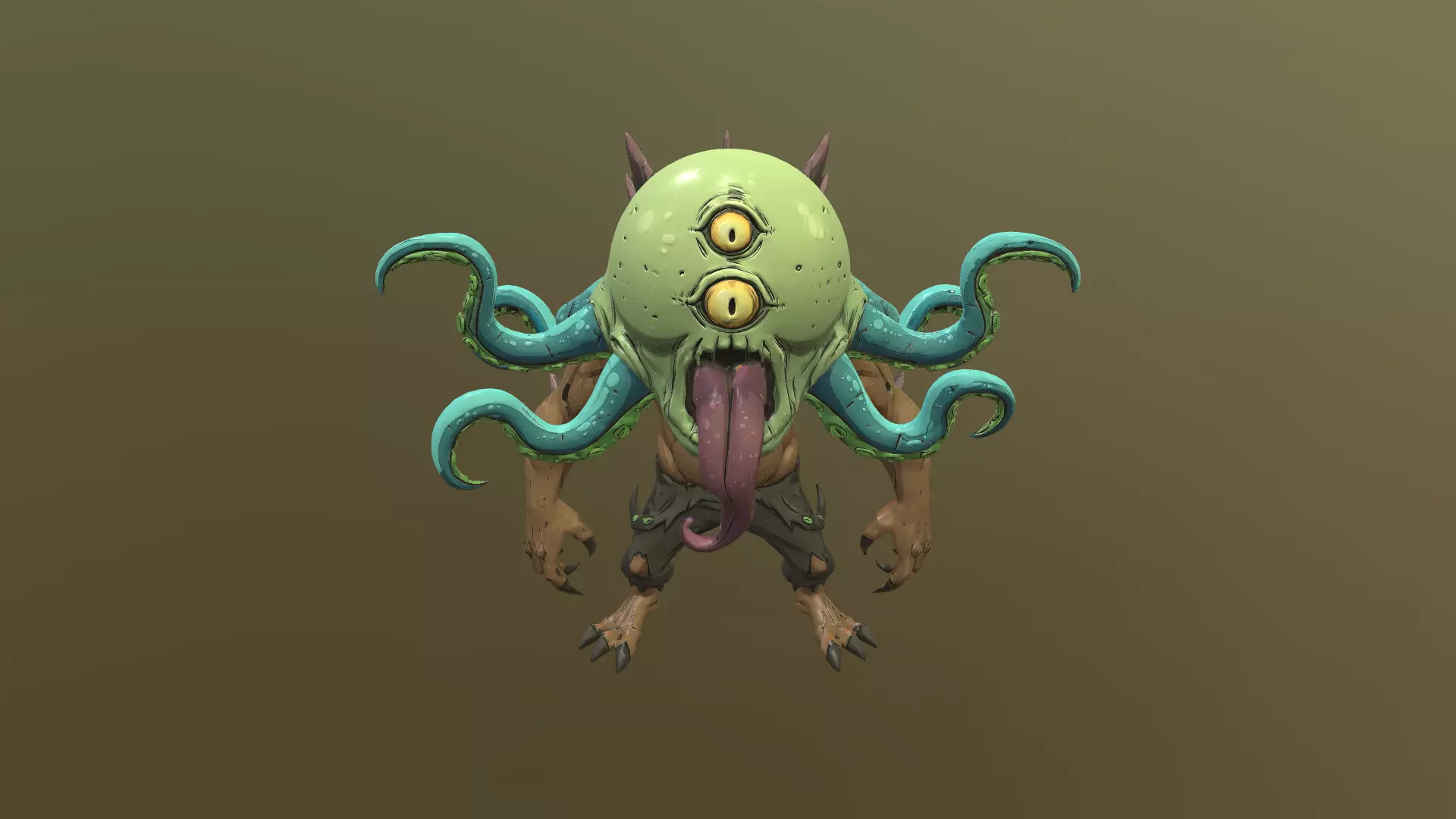 Low Poly Stylized Eldritch Parasite Host - PBR Low-poly 3D model