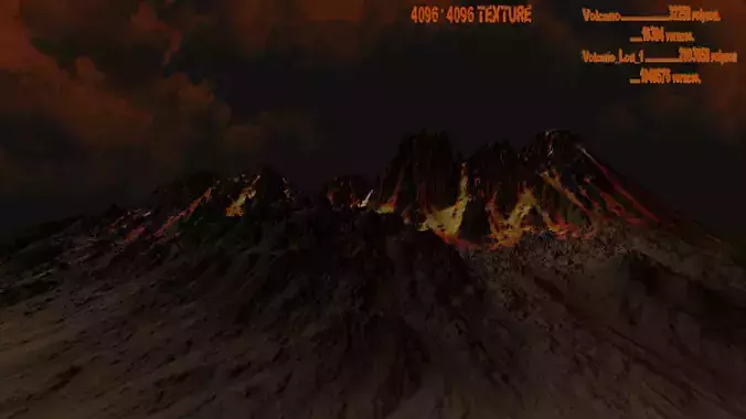 Volcano mountain with flames