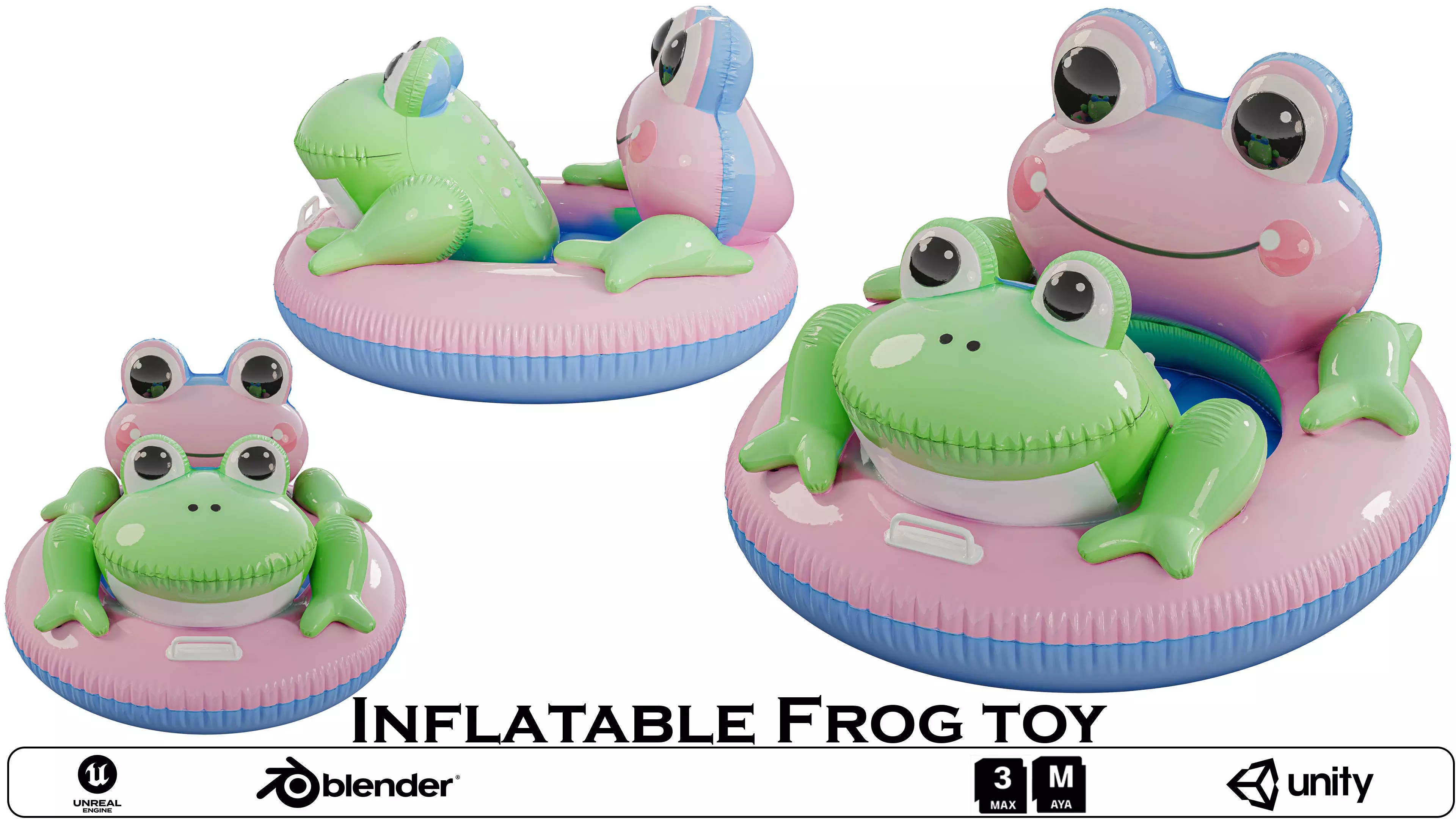Inflatable Frog toy Low-poly 3D model