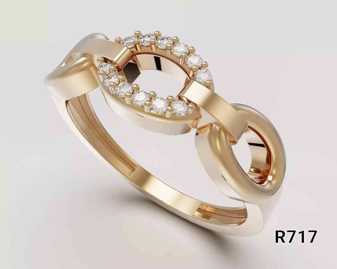 Luxury gold ring with stone setting 3D print model