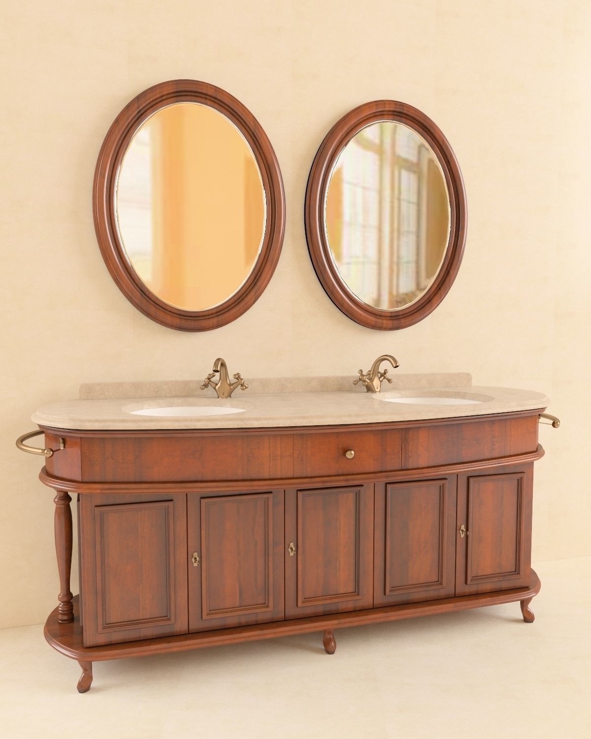 Washbasin set bathroom sink with ornate mirror 3D model_56