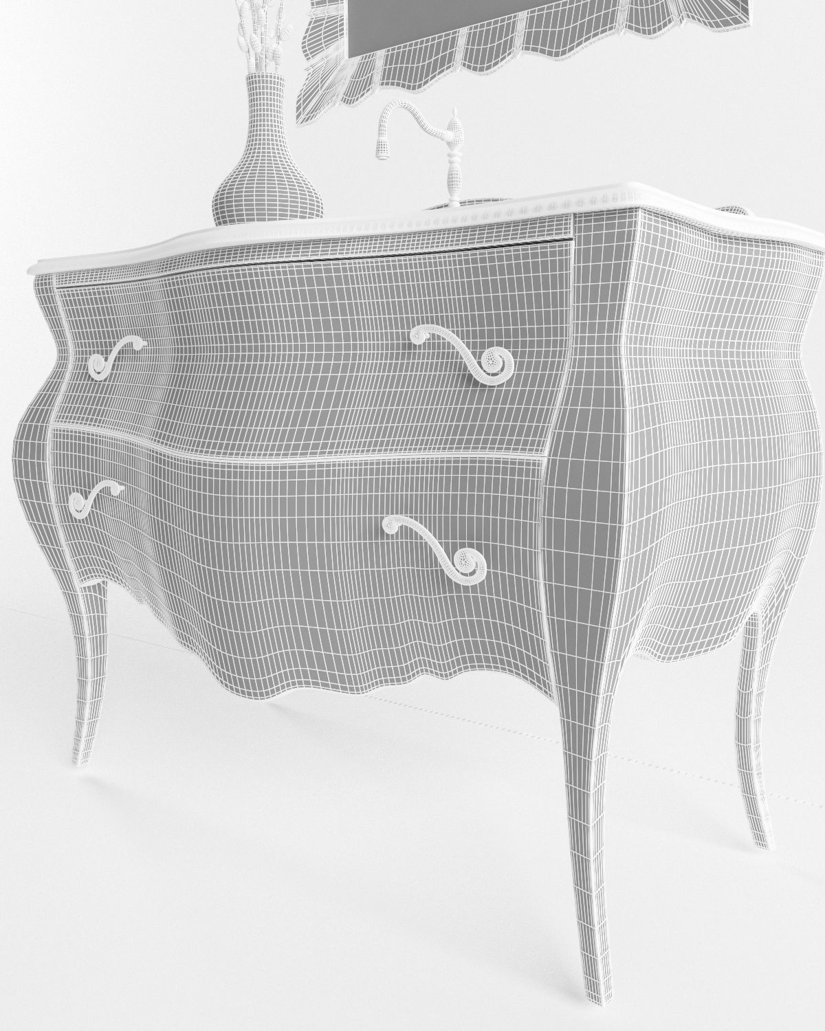 Washbasin set bathroom sink with ornate mirror 3D model_12