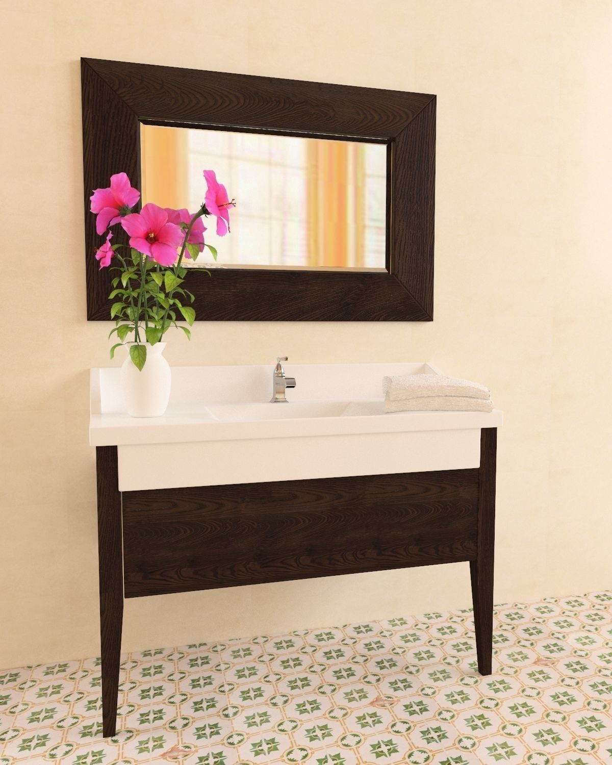 Washbasin set bathroom sink with ornate mirror 3D model_24