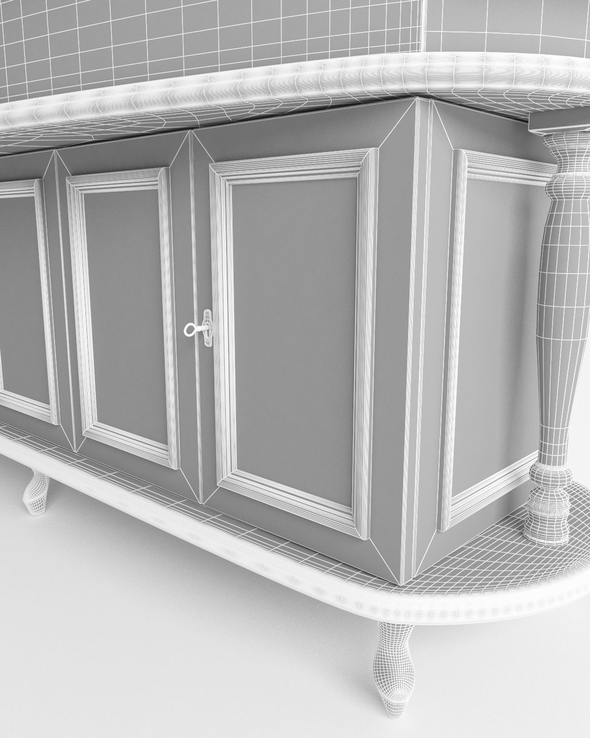 Washbasin set bathroom sink with ornate mirror 3D model_51