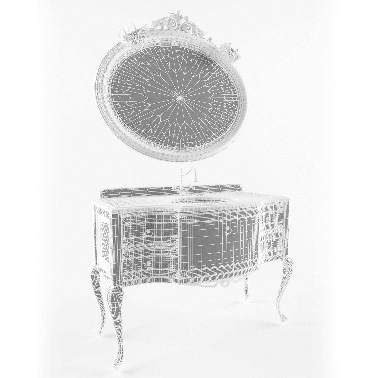 Washbasin set bathroom sink with ornate mirror 3D model_40
