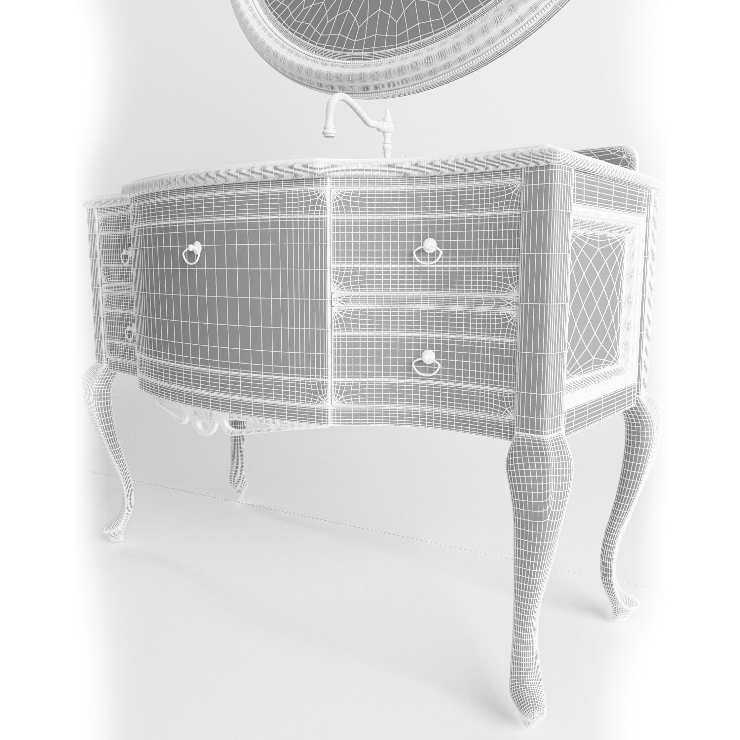 Washbasin set bathroom sink with ornate mirror 3D model_39