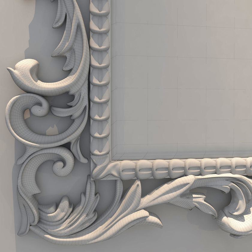 Washbasin set bathroom sink with ornate mirror 3D model_31