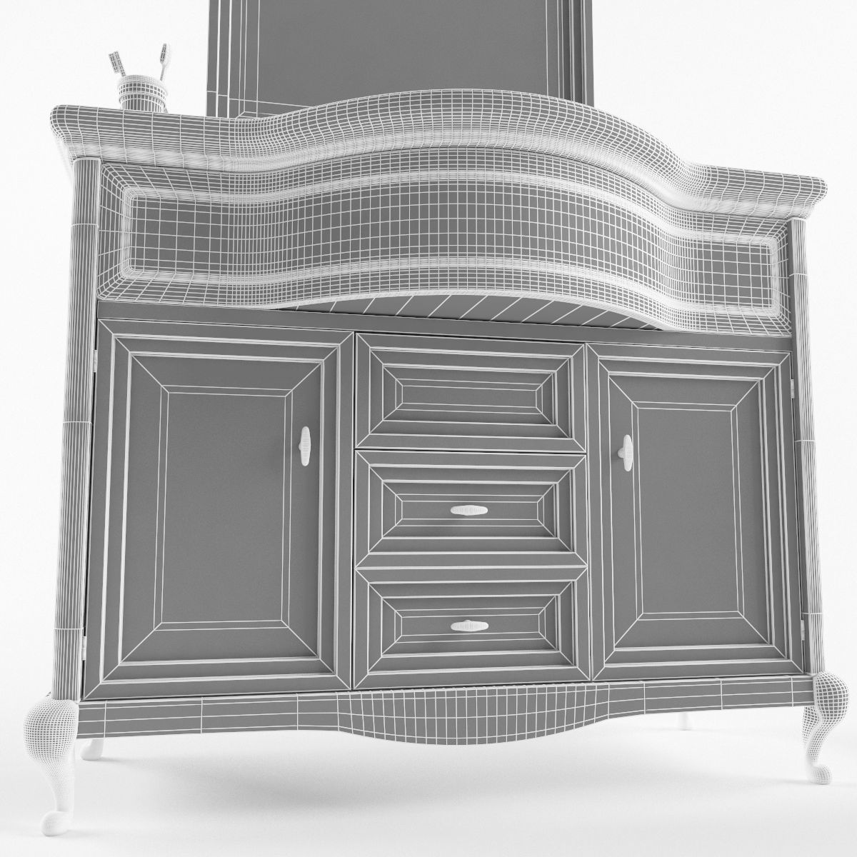 Washbasin set bathroom sink with ornate mirror 3D model_46